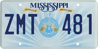 MS license plate ZMT481