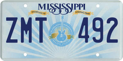MS license plate ZMT492