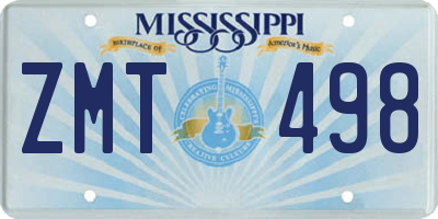 MS license plate ZMT498