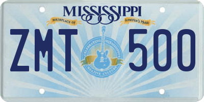 MS license plate ZMT500