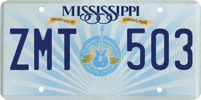 MS license plate ZMT503