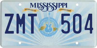 MS license plate ZMT504