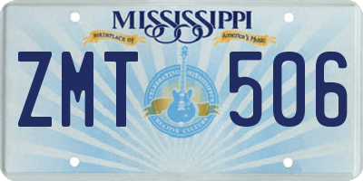 MS license plate ZMT506
