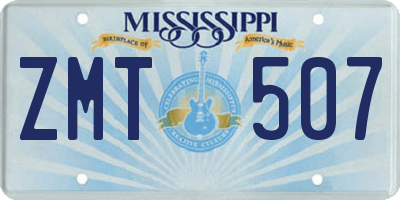 MS license plate ZMT507