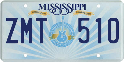 MS license plate ZMT510