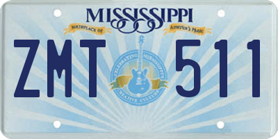 MS license plate ZMT511
