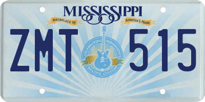 MS license plate ZMT515