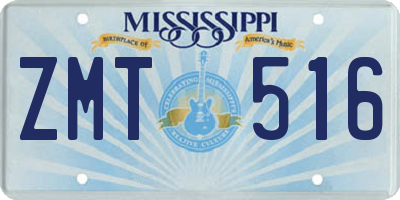MS license plate ZMT516