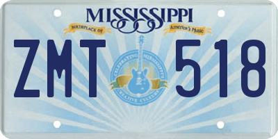 MS license plate ZMT518