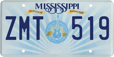 MS license plate ZMT519