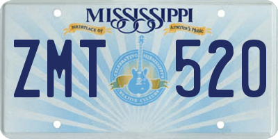 MS license plate ZMT520