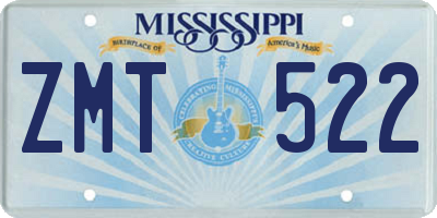 MS license plate ZMT522