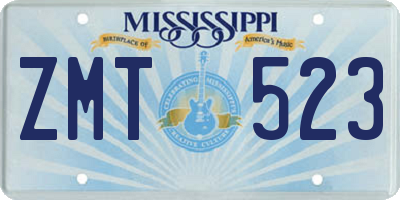 MS license plate ZMT523