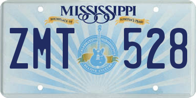 MS license plate ZMT528