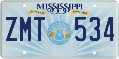 MS license plate ZMT534