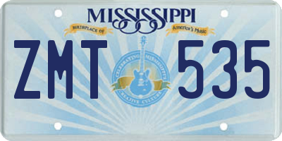 MS license plate ZMT535