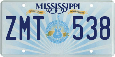 MS license plate ZMT538