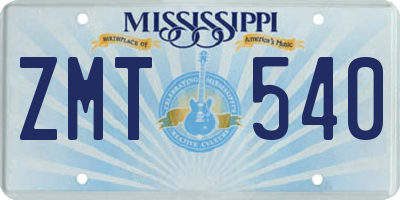 MS license plate ZMT540