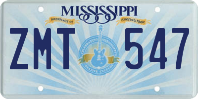 MS license plate ZMT547