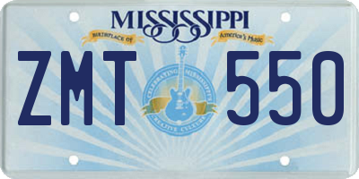 MS license plate ZMT550