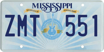 MS license plate ZMT551