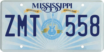MS license plate ZMT558