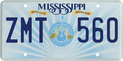MS license plate ZMT560