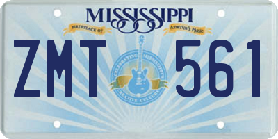 MS license plate ZMT561
