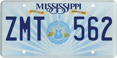 MS license plate ZMT562