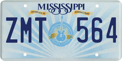 MS license plate ZMT564