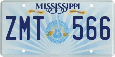 MS license plate ZMT566