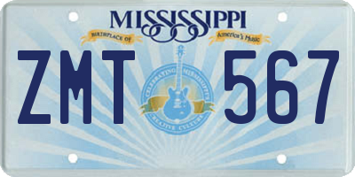 MS license plate ZMT567