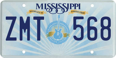 MS license plate ZMT568