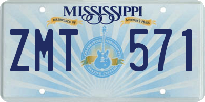 MS license plate ZMT571