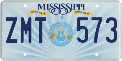 MS license plate ZMT573