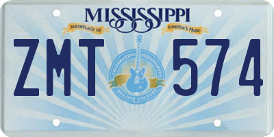 MS license plate ZMT574
