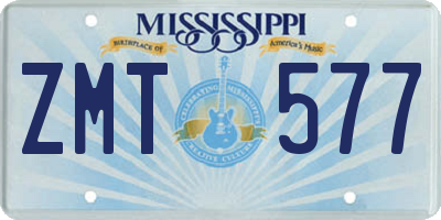 MS license plate ZMT577
