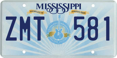 MS license plate ZMT581