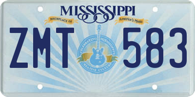 MS license plate ZMT583