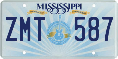 MS license plate ZMT587