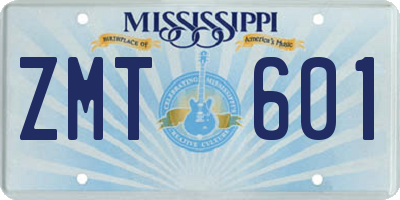 MS license plate ZMT601