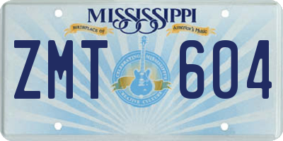 MS license plate ZMT604