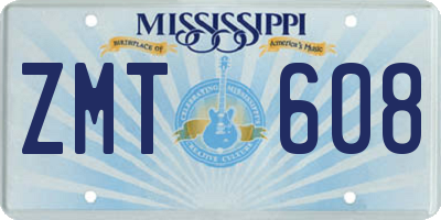 MS license plate ZMT608