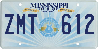 MS license plate ZMT612
