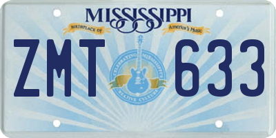 MS license plate ZMT633