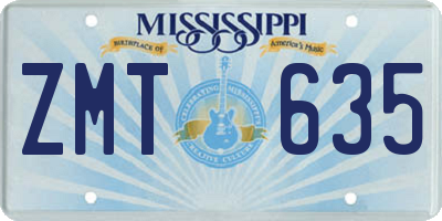 MS license plate ZMT635