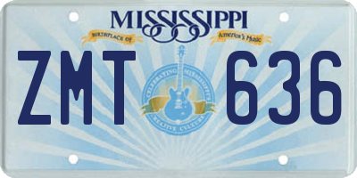 MS license plate ZMT636
