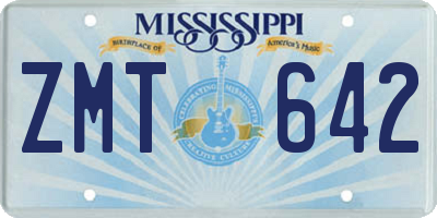 MS license plate ZMT642
