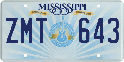 MS license plate ZMT643