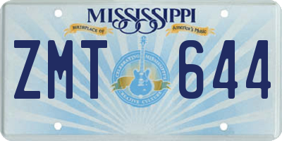 MS license plate ZMT644